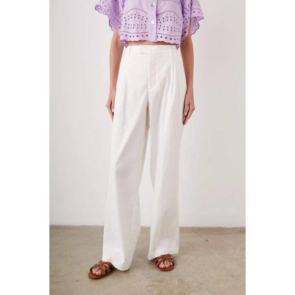 Rails Marnie Linen Blend Trouser Pants Pleated Straight Leg Minimalist Sz 4 - Picture 1 of 11
